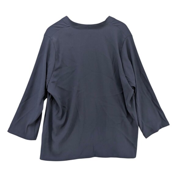 RTW Charleston Open Front Blouse Womens Navy Blue Long Sleeve Flowy Size XXL - Picture 2 of 8
